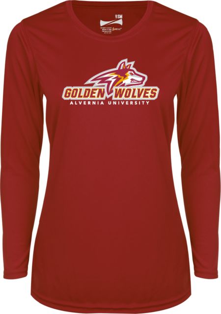 Alvernia Womens Performance Long Sleeve Shirt Primary Mark with University - ONLINE ONLY