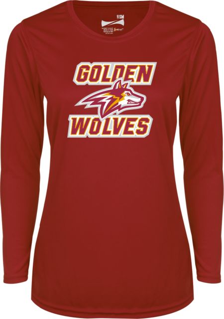 Alvernia Womens Performance Long Sleeve Shirt Golden Wolves with Wolf Head - ONLINE ONLY