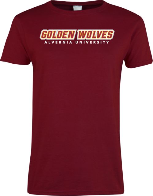 Alvernia Womens Short Sleeve Tee Golden Wolves Wordmark - ONLINE ONLY