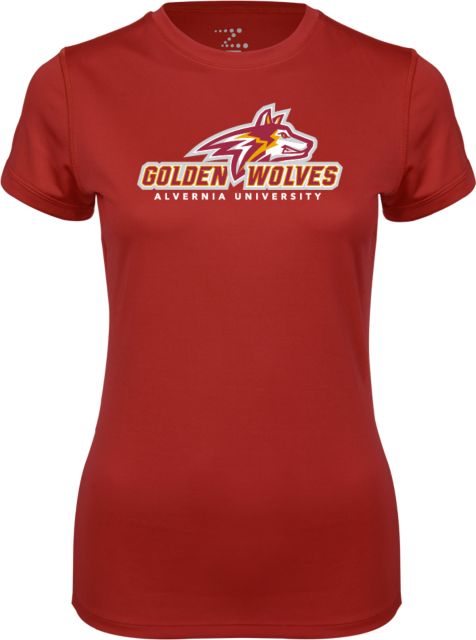 Alvernia Womens Performance Short Sleeve Tee Primary Mark with University - ONLINE ONLY